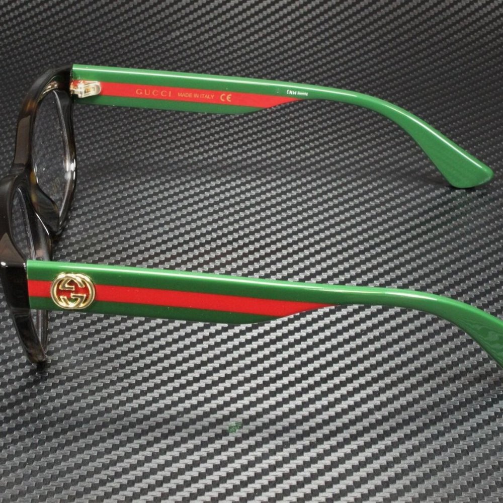 Gucci Square 55mm Green/Red Stripe Eyeglasses - Picture 2 of 4